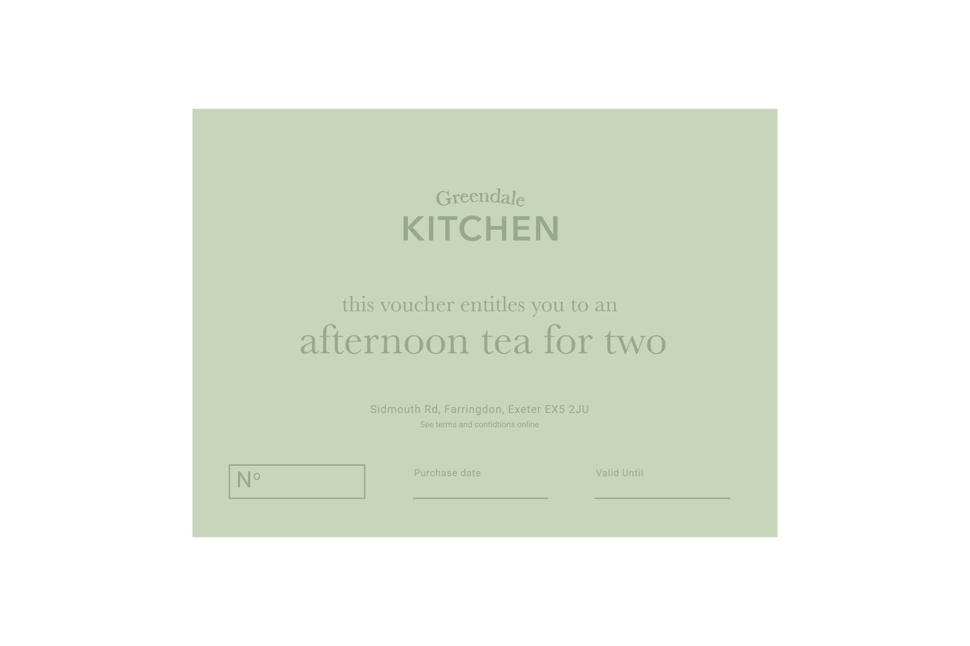 Greendale Kitchen Afternoon Tea for Two Voucher