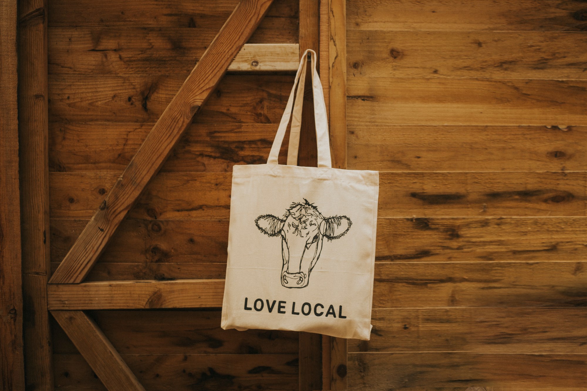 Re-Usable Love Local Canvas Bag – Cow Design