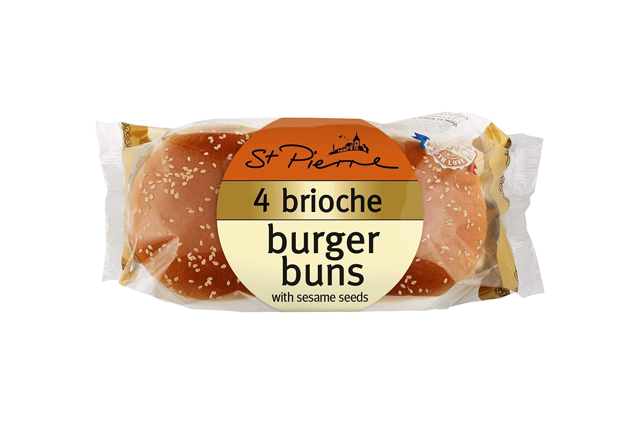 St Pierre Brioche Burger Buns with Sesame Seeds - Pack of 4