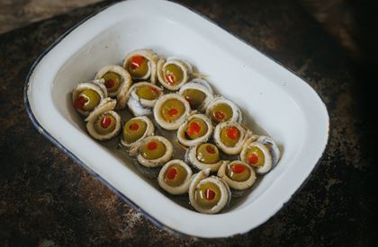 Anchovy Banderillas with Olives in Sunflower Oil
