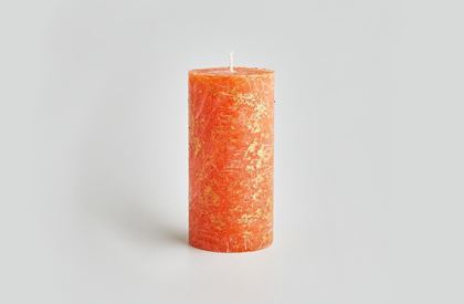 Orange & Cinnamon Scented Gold Marbled Pillar Candle