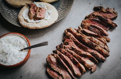 Butterflied Leg of Lamb with Mint Raita Recipe