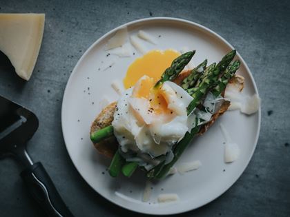 Asparagus with Poached Egg and Parmesan  image
