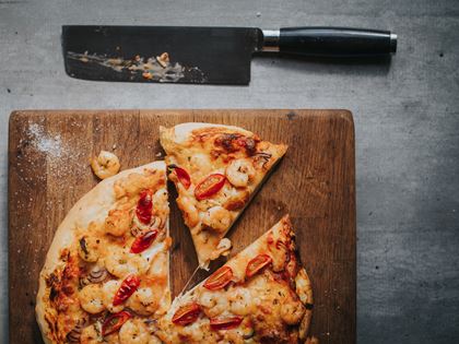 Pesto Prawn Pizza Recipe image