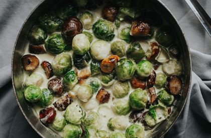 Brussel Sprouts with Chestnuts & Cream