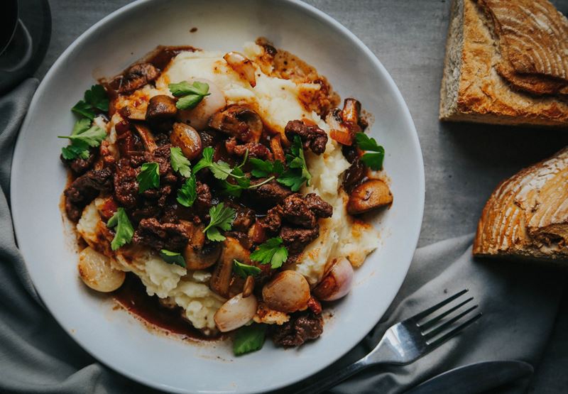 Shin of Beef in a Rich Mushroom Stew Recipe