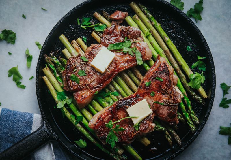 Lamb Steak, Rosemary Butter & Asparagus