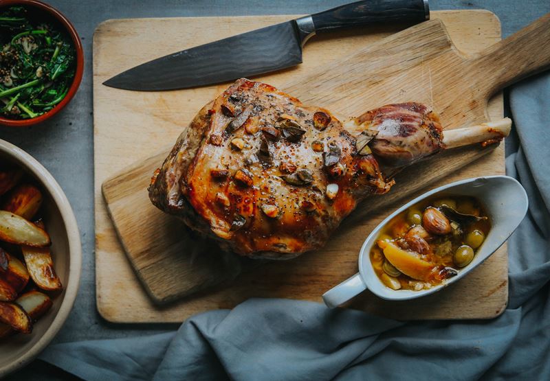 Easter Leg of Lamb with Potatoes, Olives & Lemon