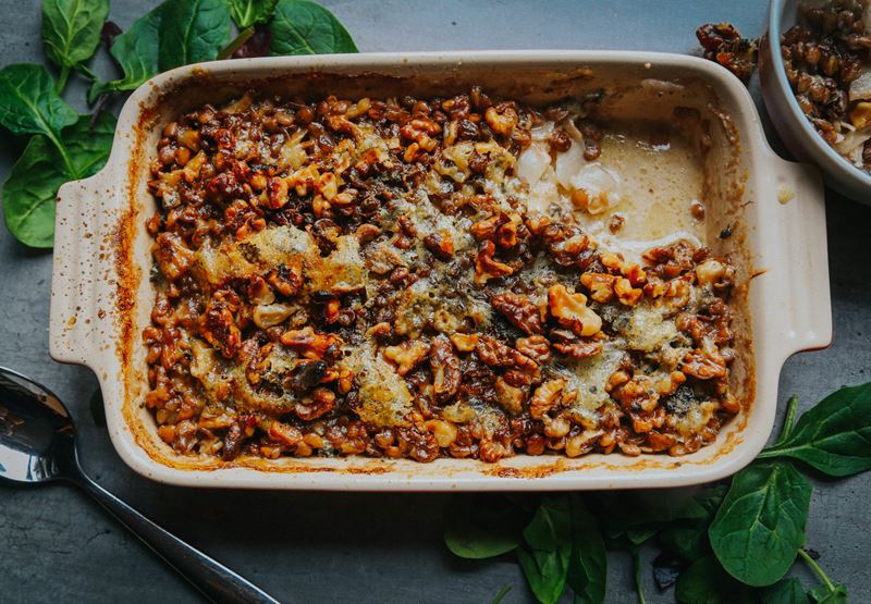 Celeriac, Walnut and Devon Blue Gratin