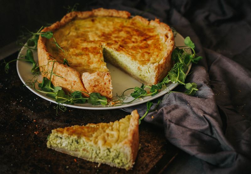 Spring Onion & Pea Tart with Vintage Cheddar 