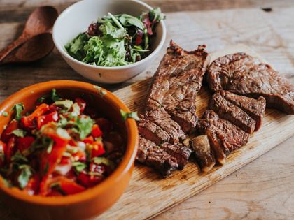 Barbecued Rump Steaks with Quick Tomato Salsa image