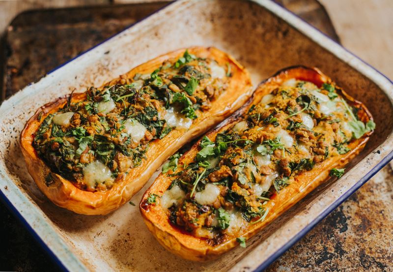 Lentil & Sharpham Stuffed Squash Recipe