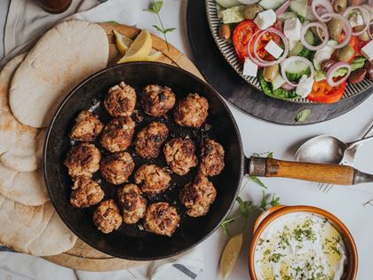Greek-Style Meatball Salad image
