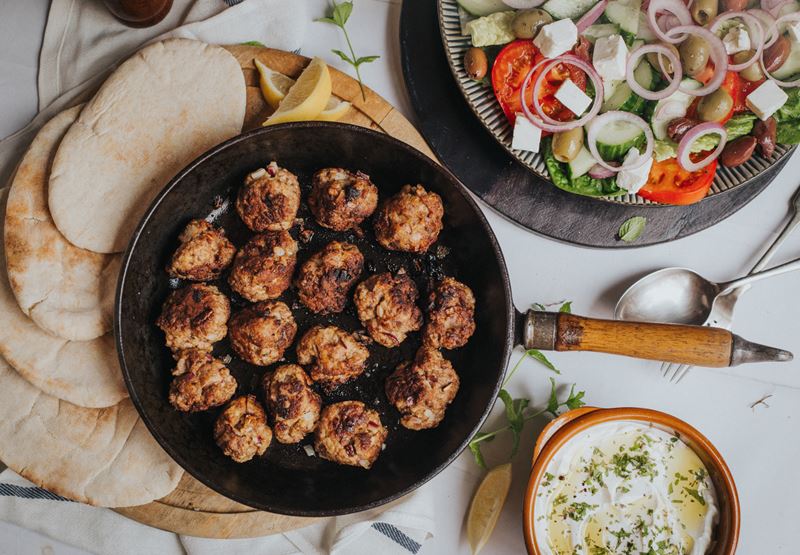 Greek-Style Meatball Salad