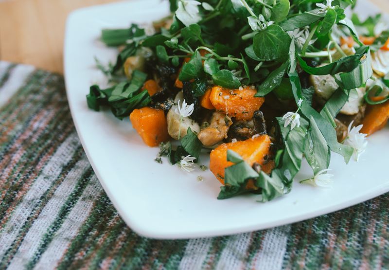 Mushroom, Artichoke and Sweet Potato Salad 