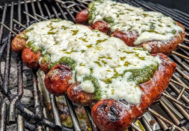 BBQ Diaries; Sausage Rafts with Pesto