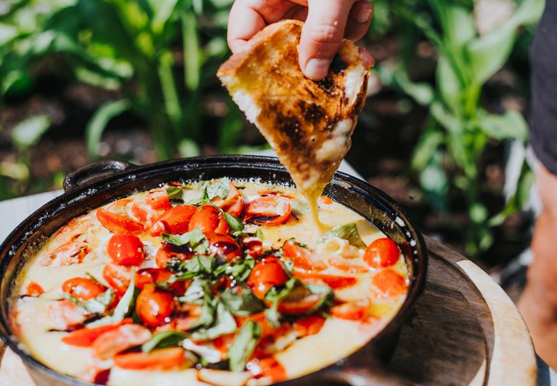 BBQ Brie with Tomatoes and Basil Recipe