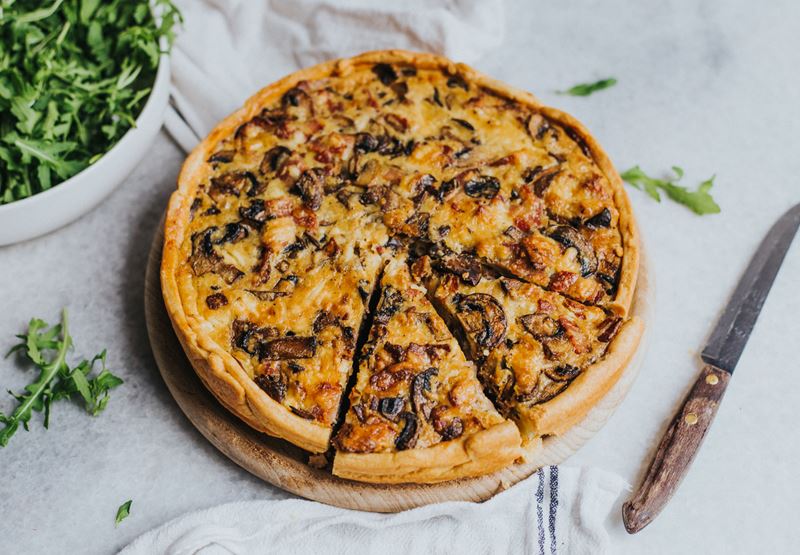 Smoky Bacon & Mushroom Quiche Recipe