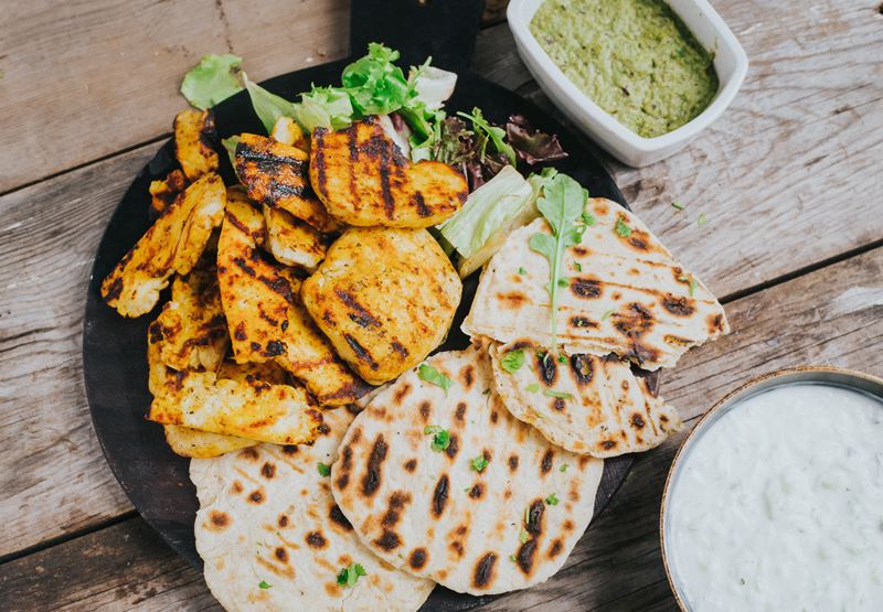 Halloumi Shawarma + Pea & Mint Smash