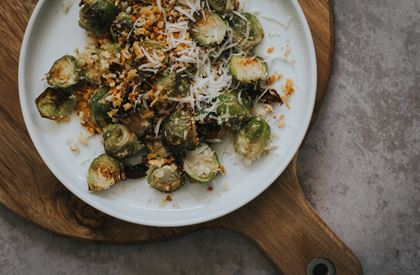 Crispy Roast Sprouts with Garlic & Parmesan