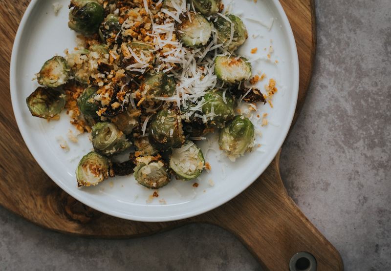 Crispy Roast Sprouts with Garlic & Parmesan