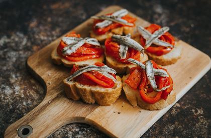 Roasted Red Pepper & Anchovy Toasts