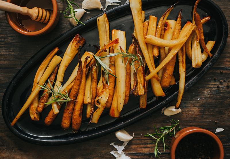 Roast Root Veg with Honey & Garlic