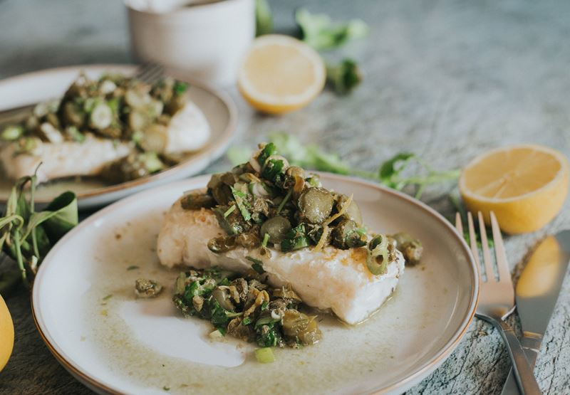 Hake Steaks with Salsa Verde