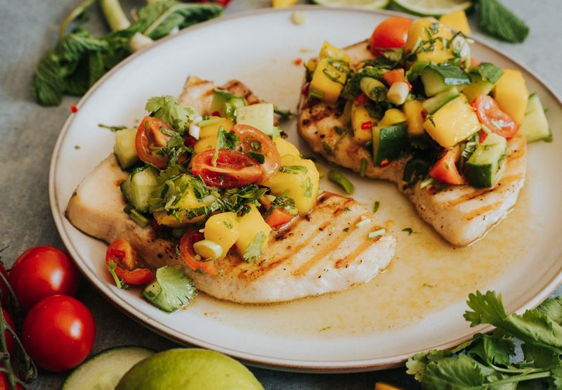 Swordfish Steaks with Fresh Mango Salsa